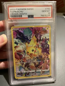 2023 POKEMON SWORD & SHIELD CROWN ZENITH #160 FULL ART/PIKACHU PSA 10 - Image 4