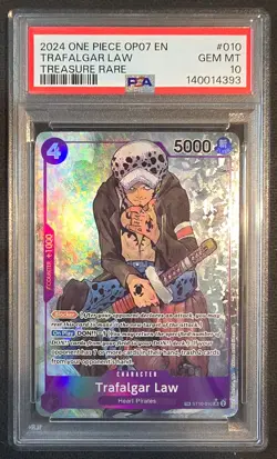 Trafalgar Law One Piece 2024 OP07 EN ST10-010 Treasure Rare PSA 10 GEM MT - Image 1