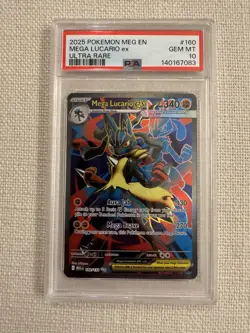 2025 POKEMON MEG EN-MEGA EVOLUTION ULTRA RARE #160 MEGA LUCARIO EX PSA 10 - Image 1