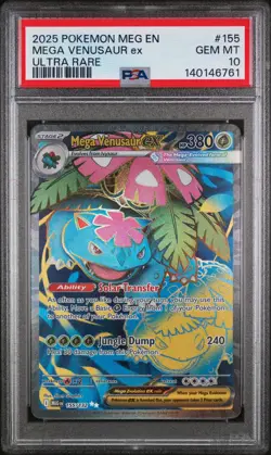 2025 Pokemon Mega Evolution Mega Venusaur EX #155 Ultra Rare PSA 10 GEM MINT - Image 1