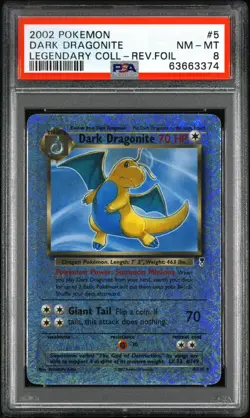 2002 POKEMON LEGENDARY COLLECTION DARK DRAGONITE REVERSE FOIL #5 PSA 8! - Image 1