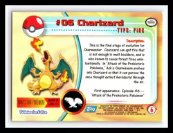 💥 Charizard 1999 Topps Pokemon TV Non Holo Animation Series Blue Logo # 6 - Image 2