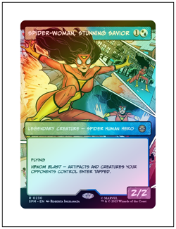 1x Spider-Woman, Stunning Savior 0230 Borderless Foil, Spider-Man, Magic, MTG NM - Image 1