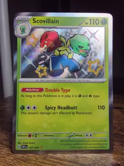 Scovillain Pokemon Paldean Fates 107/091 Shiny Holo Rare NM - Image 1