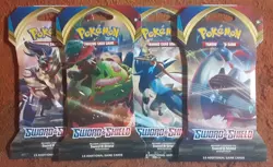 ✨Pokemon TCG: Sword And Shield Base Set (4 Sleeved Booster Pack Art Set)✨ - Image 1