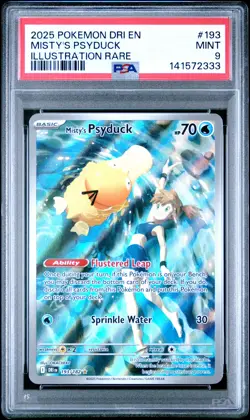 2025 POKEMON DRI EN-DESTINED RIVALS ILLUSTRATION RARE #193 MISTY'S PSYDUCK PSA 9 - Image 1