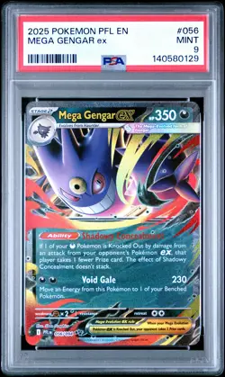 2025 POKEMON PFL EN-PHANTASMAL FLAMES #056 MEGA GENGAR EX PSA 9 - Image 1