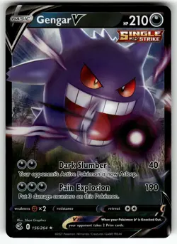 Gengar V 156/264 SWSH08: Fusion Strike NM Pokemon Card TCG - Image 1