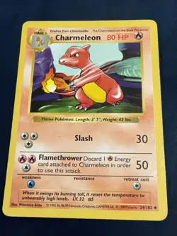 Charmeleon Base Set Shadowless #24/102 WOTC Vintage 1999 Pokemon Card - Image 1
