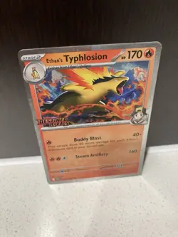 Ethan's Typhlosion 034/182 Pre Release STAMPED Promo Destined Rivals Pokemon - Image 1