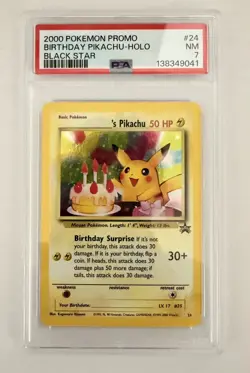 Pokemon 2000 Promo Black Star #24 Birthday Pikachu Holo PSA 7 - Image 1