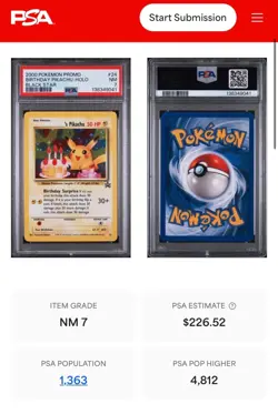 Pokemon 2000 Promo Black Star #24 Birthday Pikachu Holo PSA 7 - Image 3
