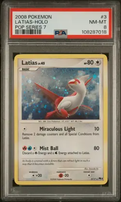 2008 POKEMON POP SER 7 #3 LATIAS-HOLO PSA 8 - Image 1