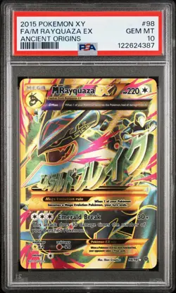 Pokemon Mega M Rayquaza EX XY Ancient Origins Full Art #98/98 PSA 10 Gem Mint - Image 1
