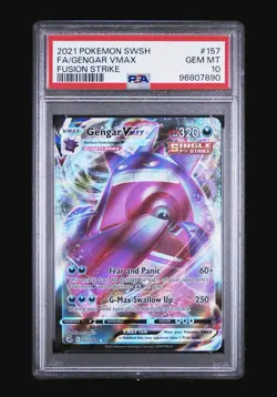 2021 POKEMON SWORD & SHIELD FUSION STRIKE #157 FULL ART GENGAR VMAX PSA 10 - Image 1