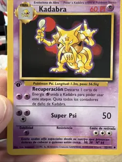 Pokemon TCG Kadabra Base Set 32/102 Regular 1st Edition Uncommon Spanish Card - Image 1