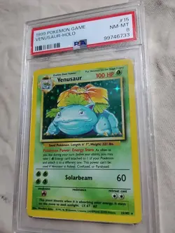 1999 Pokemon Game Venusaur Holo Card 15/102 PSA 8 NM-MT - Image 1