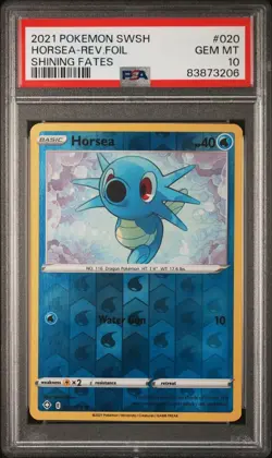 2021 Pokemon SWSH Horsea Rev Foil Shining Fates Card #020 PSA GEM MT 10 - Image 1