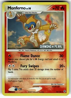 Monferno 56/130 Diamond and Pearl LP Pokemon Card TCG - Image 1