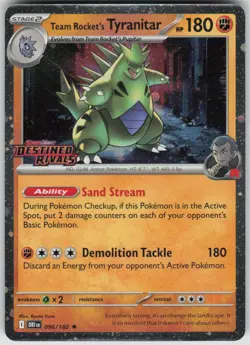 Pokemon Team Rocket's Tyranitar (Prerelease) Rare 096/182 NM - Image 1
