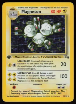 Magneton 11/62 Rare Fossil Holo 1st Edition Pokemon - Image 1