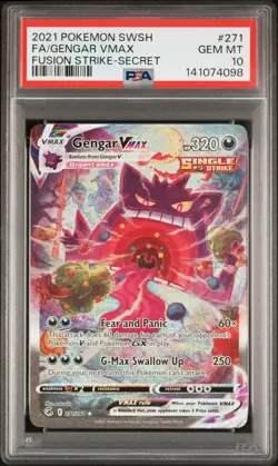2021 POKEMON SWORD & SHIELD FUSION STRIKE SECRET FULL ART/GENGAR VMAX PSA 10 - Image 1
