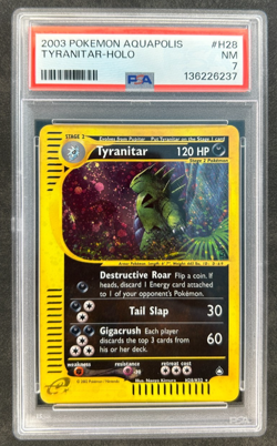 2003 Pokemon Tyranitar Holo Foil Aquapolis H28/H32 PSA 7 Fresh Grade - Image 1
