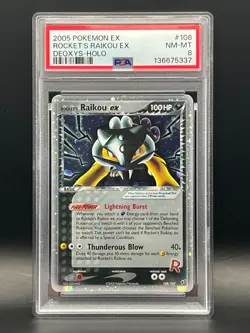 PSA NM-MT 8 -Rocket's Raikou Ex 108/107 Secret Rare Holo-Pokemon 2005 Ex Deoxys - Image 1
