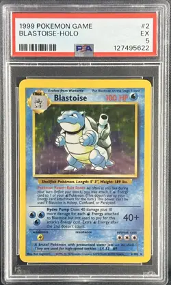 1999 POKEMON BASE SET UNLIMITED #2 BLASTOISE-HOLO PSA 5 - Image 1