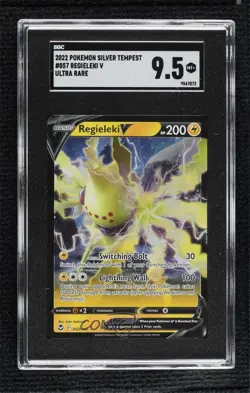 Regieleki V Pokemon Sword & Shield Silver Tempest SGC 9.5 Mint+ - Image 1