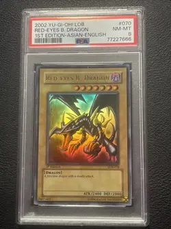 2002 Yu-Gi-Oh, Legend Of Blue Eyes, Red Eyed Black Dragon 1st Edition PSA 8 - Image 1