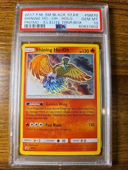 2017 Pokemon Shining Legends Black Star Promo Card #SM70 Shining Ho-Oh PSA 10 - Image 1