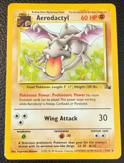 1999 POKEMON TCG AERODACTYL HOLO UNLIMITED POKEMON TCG RARE 1/62 LP/NM - Image 1