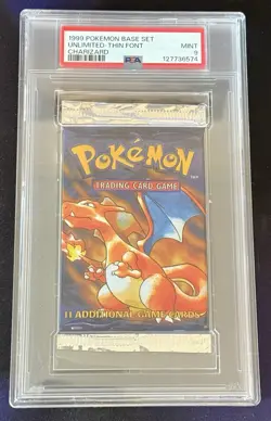 Pokemon 1999 English Base Set Booster Pack PSA 9 Charizard Art RARE THIN FONT - Image 1