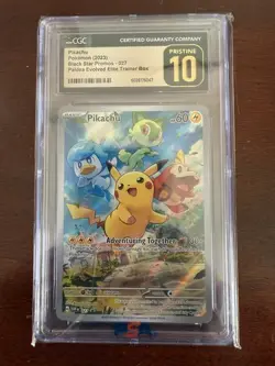 Pikachu 027 Black Star Promo CGC Pristine 10 Graded Pokemon Paldea Evolved Promo - Image 1