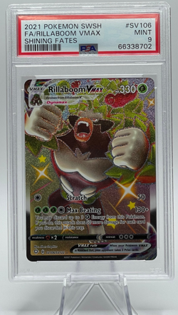 2021 POKEMON SWORD & SHIELD SHINING FATES #SV105 FA/RILLABOOM V PSA 9 MINT - Image 1