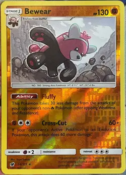Bewear Reverse Holo Rare - 56/111 - Crimson Invasion Pokemon 2017 - Image 1