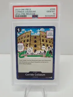 2023 One Piece Card Corrida Coliseum OP04 PRE RELEASE #096 ENGLISH Graded PSA 10 - Image 1