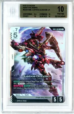 BGS Pristine 10 Gundam Card Game Justice Gundam GD01-066 LR Newtype Rising 2025 - Image 1