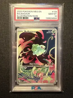 2025 POKEMON MEG EN-MEGA EVOLUTION ILLUSTRATION RARE #133 BULBASAUR PSA 10 - Image 1