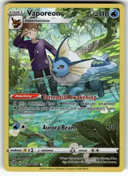 Vaporeon TG02/TG30 SWSH09: Brilliant Stars Trainer Gallery LP Pokemon Card TCG - Image 1