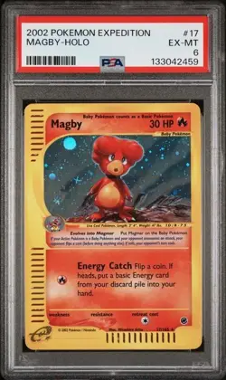 Magby Holo Rare PSA 6 EX-MT (2002) Pokemon Expedition 17/165 E-Reader Series - Image 1