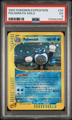 2002 POKEMON EXPEDITION #24 POLIWRATH-HOLO PSA 5 - Image 1