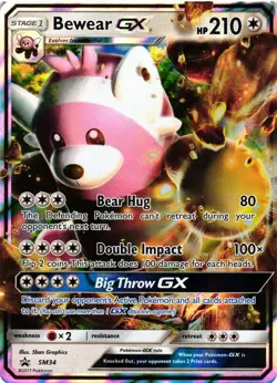 Pokemon TCG Bewear GX SM Black Star Promo SM34 Promo LP/MP - Image 1