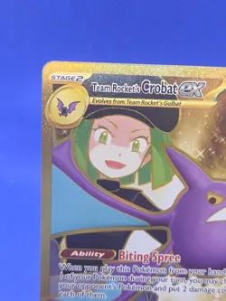 Pokemon Destined Rivals Team Rocket’s Crobat ex 242/182 Gold Hyper Rare NM - Image 3