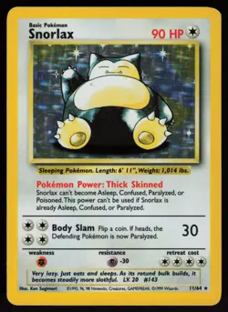 Snorlax 11/64 Rare Jungle Holo NO SYMBOL ERROR Pokemon - Image 1