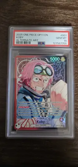 Bandai One Piece OP11 Koby Leader 001 Alternate Art Foil English PSA 10 2025 - Image 1