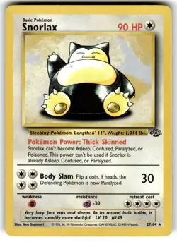 Snorlax - 27/64 - Rare Non-Holo WOTC TCG-Jungle Pokemon Card VLP - Image 1