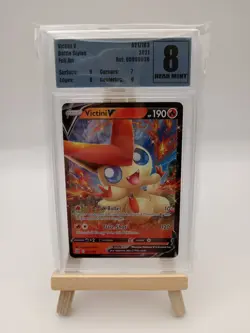 Victini V 021/163 Battle Styles Holo Ultra Rare Pokemon Platinum Graded 8 Card - Image 1