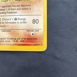 Ninetales 12/102 Holo Rare Pokemon 1999 Unlimited Base Set - Image 4